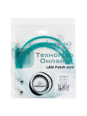Патч-корд UTP Cablexpert cat.5e, 1м, литой, многожильный, зеленый
