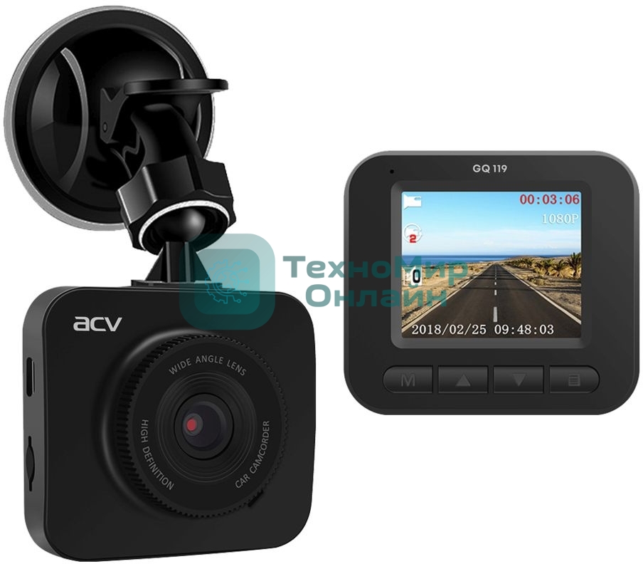 Видеорегистратор ACV GQ119 черный 1080x1920 1080p 120гр. GP2247