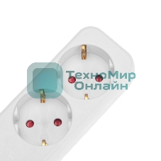 Удлинитель STANDARD 3 гнезда, 1,5м, 3х1,0мм², с/з, с выключателем, белый REXANT