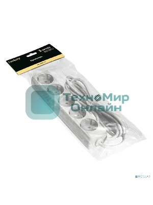 Удлинитель ExeGate ECE-5-5W (EX285827RUS), белый, 5 м, евровилка с заземлением, 5 евророзеток с заземлением, 2200 Вт