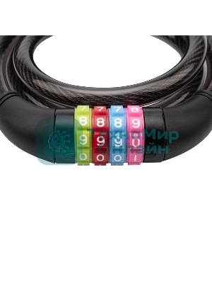 Тросовый кодовый замок взломостойкий для велосипедов и колясок Четыре сезона 65 см черный 79-0266