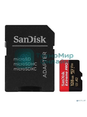 Флеш карта/SanDisk/Extreme Pro SDSQXCD-128G-GN6MA/microSDXC/128 ГБ/A2, U3, V30/200 МБ/с