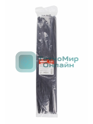 Хомут-стяжка кабельная нейлоновая Rexant 500 x 4,8 мм, черная, упаковка 100 шт.