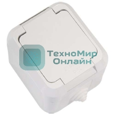 Розетка 1-м Makel ОП 16А IP44 п/герм. с защ. крышкой с заземл. белый