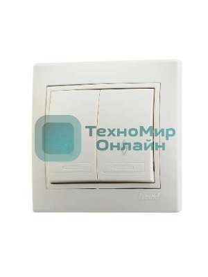Выключатель 2-кл. СП Мира проходн. крем./крем. Lezard 701-0303-106