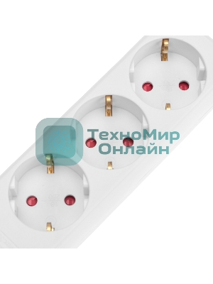 Удлинитель Rexant STANDARD 3 гнезда, 5 м, 3х1,0 мм², с/з, белый