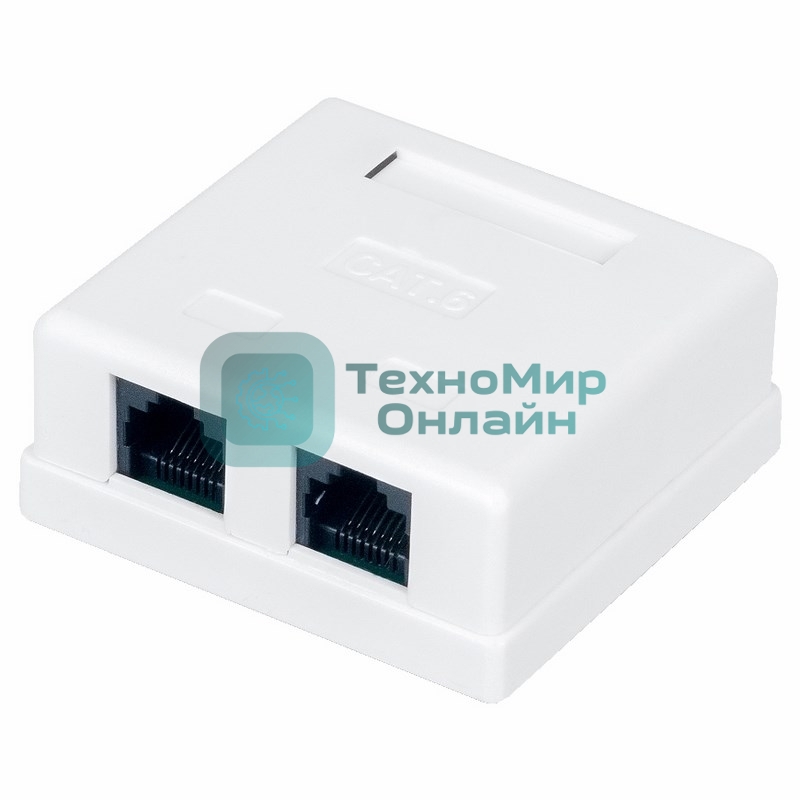 Вставка Rexant Mosaic 45x45, на 2 порта с прозрачной шторкой и увеличенным окном маркировки, белая