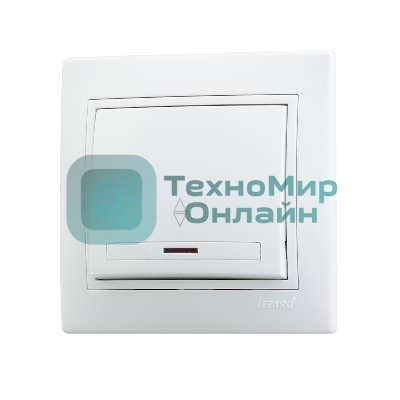 Выключатель 1-кл. СП Мира проходн. с подсветкой бел/белый Lezard 701-0202-114