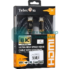 Кабель HDMI 19M/M,ver. 2.1, 8K@60 Hz 3m метал разъемы, нейлоновая оплетка Telecom TCG300-3M