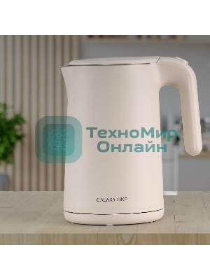 Чайник электрический Galaxy Line GL 0327, пудровый, пластик, 1800 Вт, 1,5 л