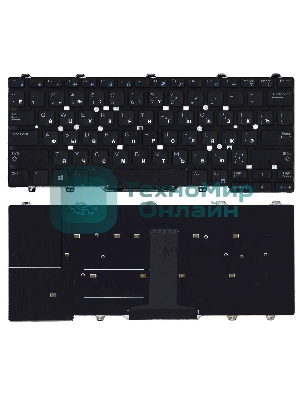 Клавиатура для ноутбука Dell Latitude E5470 E7470 черная без рамки и указателя