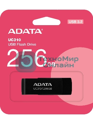 Флешка USB ADATA UC310 (UC310-256G-RBK), 256Gb, USB 3.2 Gen1, R/W 100/30, черный