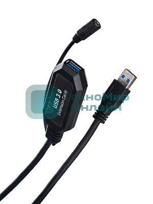 Кабель-адаптер USB3.0-repeater, удлинительный активный Am-->Af 5м VCOM