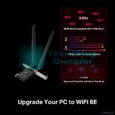 Трехдиапазонный беспроводной PCI Express-адаптер TP-Link Archer TXE72E AXE5400 Wi-Fi 6E с поддержкой Bluetooth 5.3