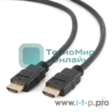 Кабель Cablexpert HDMI CC-HDMI4L-1M, 19M/19M, v2.0, серия Light, позол.разъемы, экран, 1м, черный, пакет