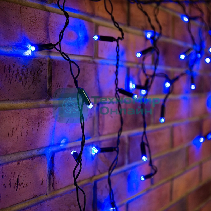 Гирлянда Neon-night Айсикл (бахрома) светодиодный, 4,8 х 0,6 м, черный провод, 230 В, диоды синие, 176 LED