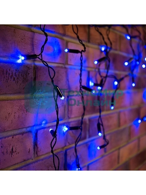 Гирлянда Neon-night Айсикл (бахрома) светодиодный, 4,8 х 0,6 м, черный провод, 230 В, диоды синие, 176 LED