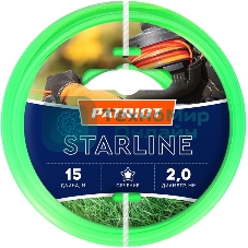 Леска для триммеров PATRIOT Starline D 2,0мм L 15мзвезда, зеленая 200-15-3 Арт.805201056