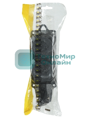 Розетка (колодка) 2-м Омега РБ32-1-0м с защ. крышкой IP44 каучук IEK PKR62-016-2-K02