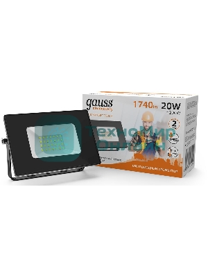 Прожектор светодиодный GAUSS 613527120 LED 20W 1300lm IP65 3000К черный 1/60