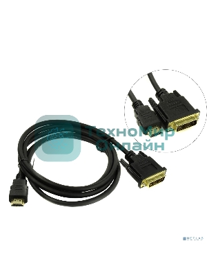 Кабель ExeGate EX284893RUS HDMI-DVI ExeGate EX-CC-HDMIM-DVIM-1.8 (19M/19M, single link, 1,8м,позолоченные контакты)