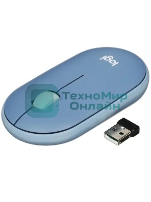 Мышь беспроводная Logitech Pebble M350 синий, 1000 dpi, радиоканал, Bluetooth, USB, кнопки - 3