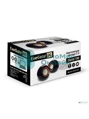 Акустическая система 2.0 ExeGate EX287053RUS Disco 180 (питание USB, 2х3Вт (6Вт RMS), 100-20000Гц, черный)