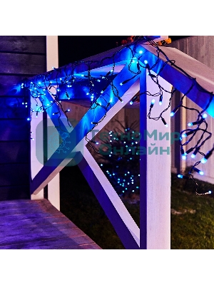 Гирлянда Neon-night Айсикл (бахрома) светодиодный, 4,8 х 0,6 м, черный провод, 230 В, диоды синие, 176 LED