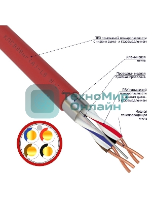 Кабель для пожарной сигнализации Rexant КПСВЭВнг(А)-LS 2x2x0,75 мм², бухта 200 м, 01-4866-1