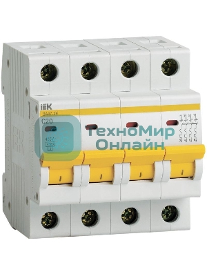 Выключатель автоматический IEK MVA20-4-020-C ВА47-29 4Р 20А 4,5кА х-ка С IEK