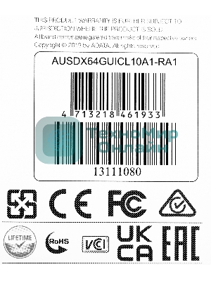 Флеш карта microSD 64Gb ADATA microSDHC Class 10 UHS-I A1 100/25 MB/s (SD адаптер)