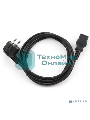 Кабель питания Cablexpert PC-186-1-1.8M, 1.8м, Schuko- C13, 3x1кв.мм, черный, с заземлением, пакет