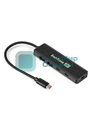 USB-концентратор 4-в-1 ExeGate DUB-2C2P/10G (кабель-адаптер USB 3.2 Gen2 Type C --> 2xUSB3.2 Gen2 Type-A (10G)/2xUSB3.2 Gen2 Type-C (10G), SuperSpeed+ USB 10Gbps, Plug&Play, черный)