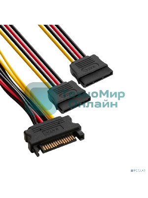 Кабель питания SATA ExeGate EX-CC-SATAM2F-0.15 (15pin M/2x15pinF, 0,15м)