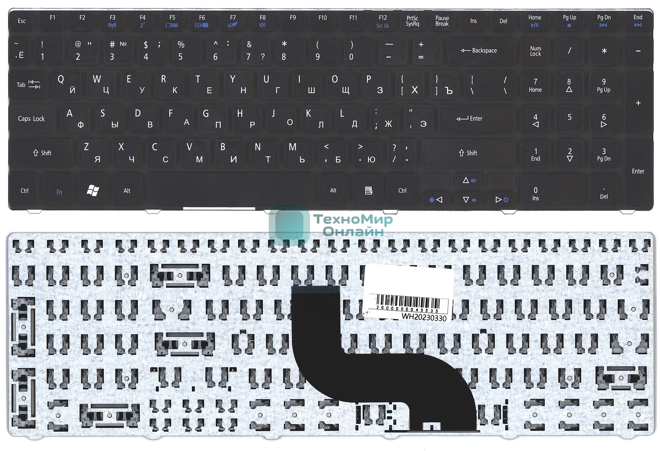 Клавиатура для ноутбука Acer Aspire 5810T, 5410T, 5536, 5536G, 5738, 5800, 5820, 5739 черная