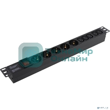 Блок розеток горизонтальный ExeGate ServerPro PDU-19H008 Al-5C135S-C14-SW, 19