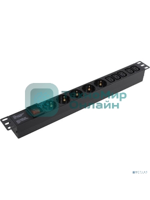 Блок розеток горизонтальный ExeGate ServerPro PDU-19H008 Al-5C135S-C14-SW, 19