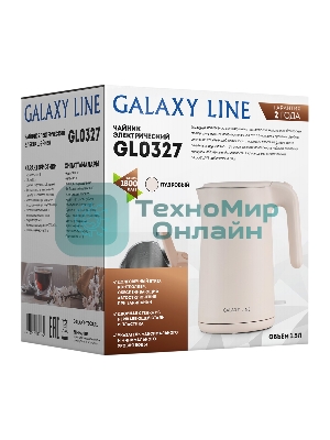 Чайник электрический Galaxy Line GL 0327, пудровый, пластик, 1800 Вт, 1,5 л