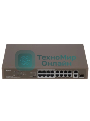 Коммутатор неуправляемый IP-COM F1118P-16-150W PoE, 18 портов, 18х100 Мбит/с, 2x1 Гбит/с, PoE 16х30 Вт (до 130Вт)