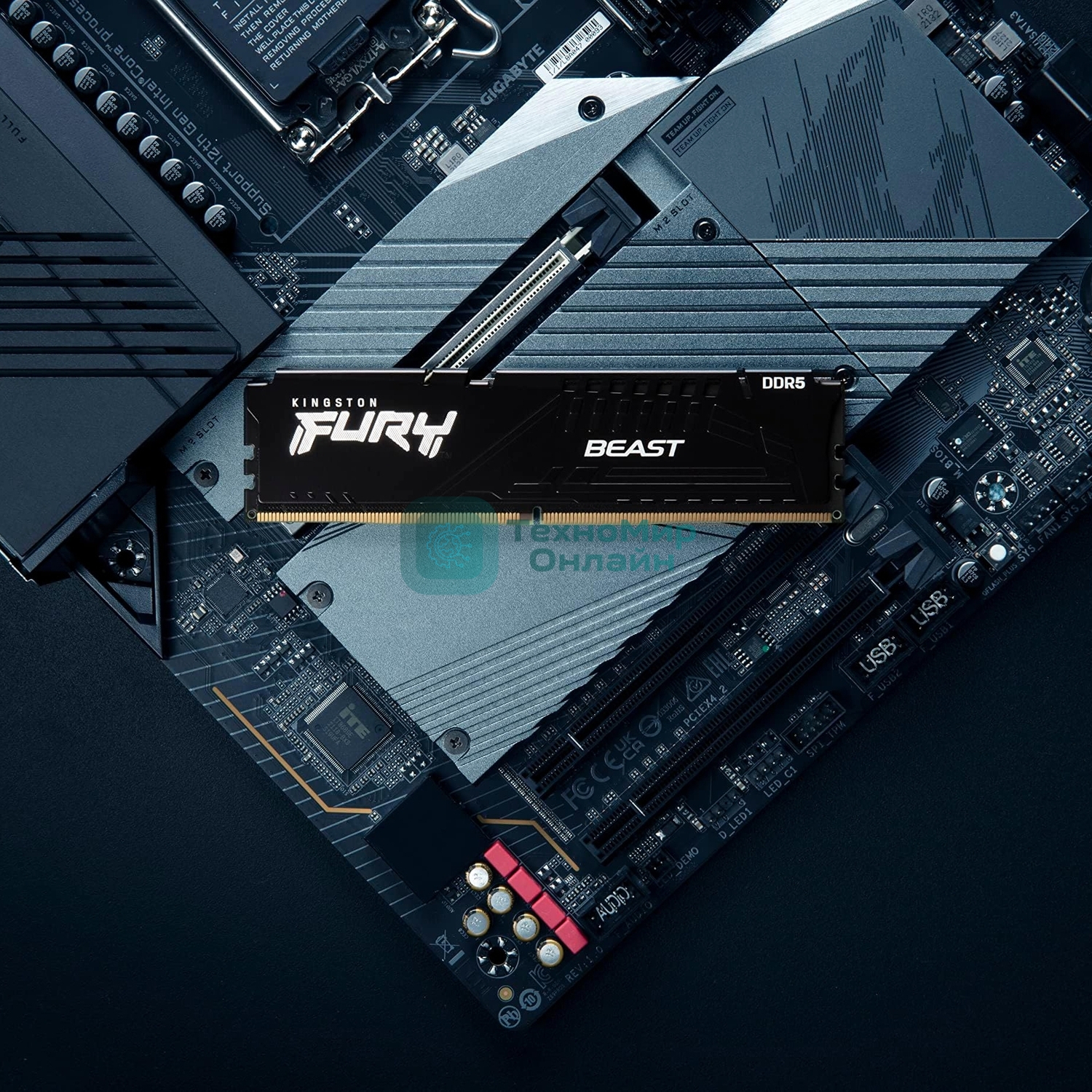 Оперативная память Kingston Fury Beast, DDR5, 32GB (1x32GB), 6000MHz, CL30, DIMM, с радиатором, черный