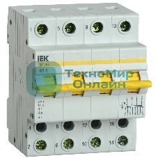 Выключатель-разъединитель трехпозиционный IEK MPR10-4-063 Выключатель-разъединитель трехпозиционный ВРТ-63 4P 63А