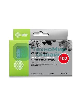 Картридж струйный Cactus CS-PFI102BK черный (130мл) для Canon iPF500/iPF600/iPF700/MFP M40/iPF765/LP17/LP24