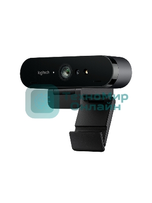Веб-камера Logitech Brio 4K HDR 3840x2160, 30 кадр/с, USB Type-A, микрофон (2 шт, шумоподавление), автоматическая фокусировка, автоосвещение, HDR, шторка приватности, универсальное крепление