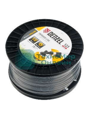 Леска для триммера Denzel двухкомпонентная круглая, 3,0мм х 123м, на DIN катушке EXTRA CORD