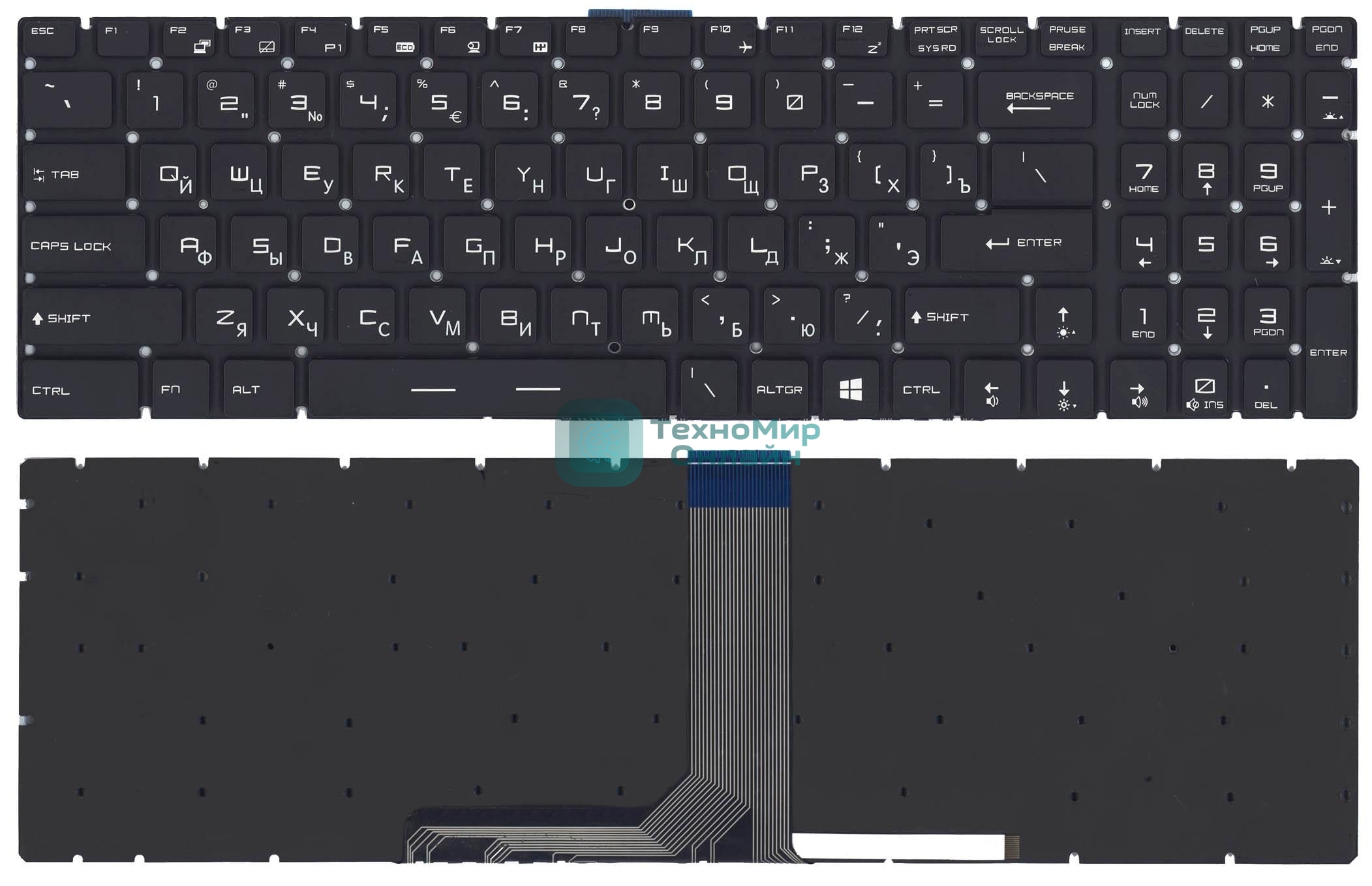 Клавиатура для ноутбука MSI GT72 GS60 GS70 GP62 GL72 GE72 черная с 7-цветной подсветкой