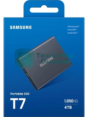 Внешний SSD Samsung T7 Shield, 4TB, USB 3.2 Gen 2 Type-C, R/W 1050/1000, черный