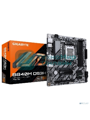Материнская плата Gigabyte B840M DS3H, AM5, AMD B840, 4xDDR5, 4xSATA, 2xM.2, 1xPCIe 4.0 x16, 1xPCIe 3.0 x4, 2xDP, 1xHDMI, 1x2.5Gb LAN, 3xUSB-A 5Gbps, 8xUSB-A 2.0, 1xUSB-C 5Gbps, 3x3.5 мм, 7.1, mATX
