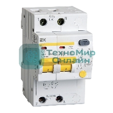 Выключатель автоматический дифференциального тока 2п C 6А 10мА тип AC 4.5кА АД-12 IEK MAD10-2-006-C-010