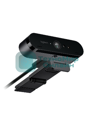 Веб-камера Logitech Brio 4K HDR 3840x2160, 30 кадр/с, USB Type-A, микрофон (2 шт, шумоподавление), автоматическая фокусировка, автоосвещение, HDR, шторка приватности, универсальное крепление