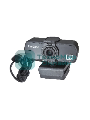 Веб-камера ExeGate Stream C940 Wide 2K 2560x1440, 30 кадр/с, USB Type-A, микрофон (шумоподавление), универсальное крепление, штатив в комплекте